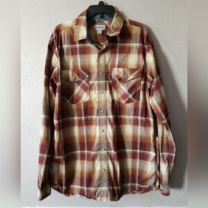 Carhartt Pearl Snap Button Down Long Sleeve Plaid Western Sz L Large Tall